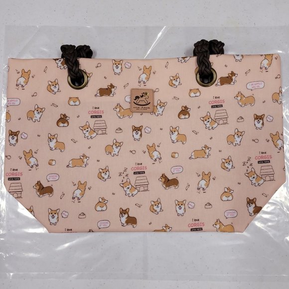 Waterproof Corgi Woven Tote Shoulder Bag - Picture 8 of 13